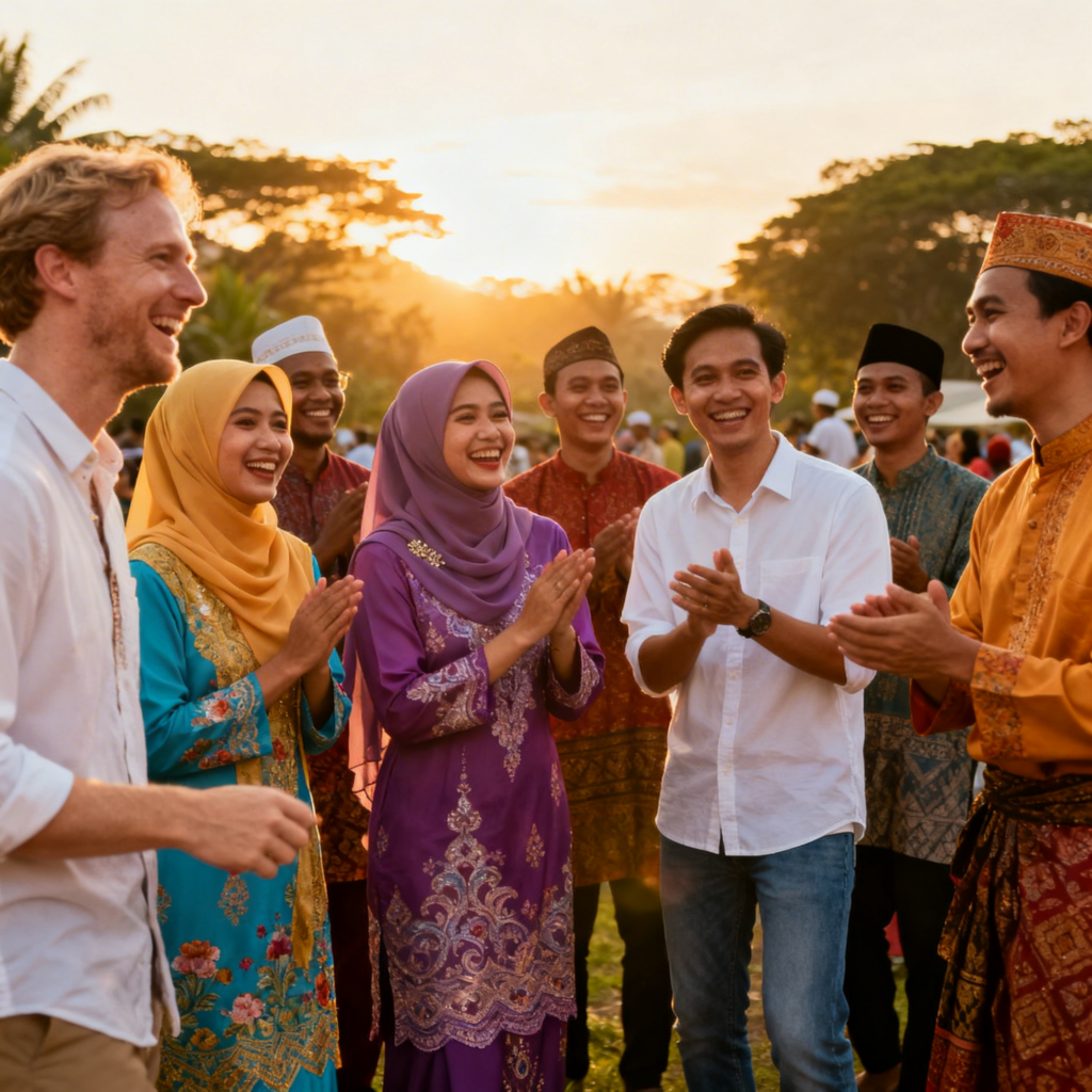 Expat Raya celebration Malaysia with diverse group enjoying festive gathering
